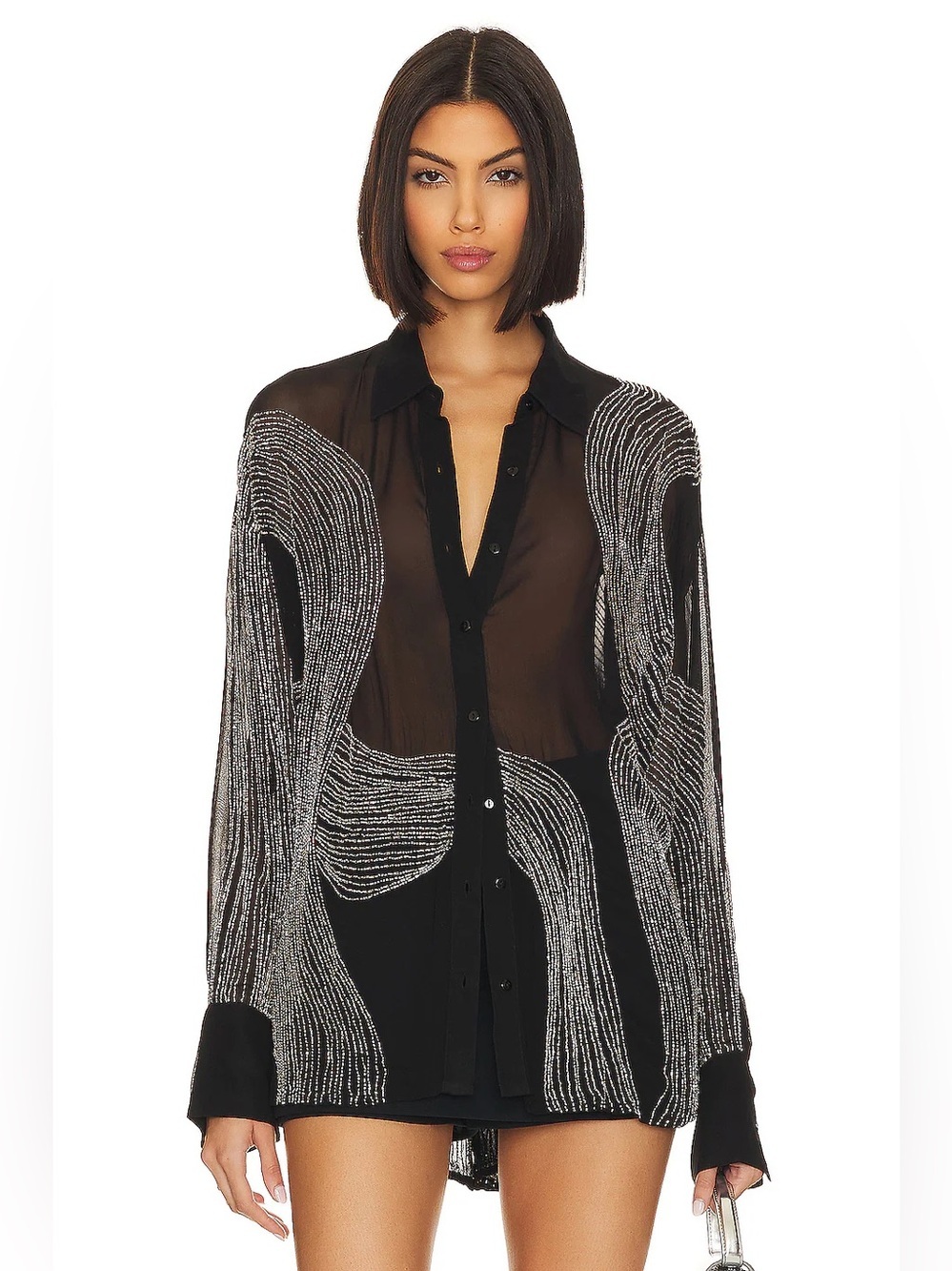 Retrofete Siren Shirt in Black & Silver Size XXS